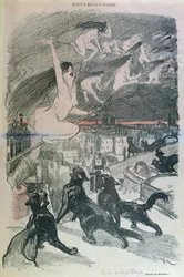 Metamorphose - schwarze Katzen verwandeln sich in Hexen, späte 19. Jahrhundert